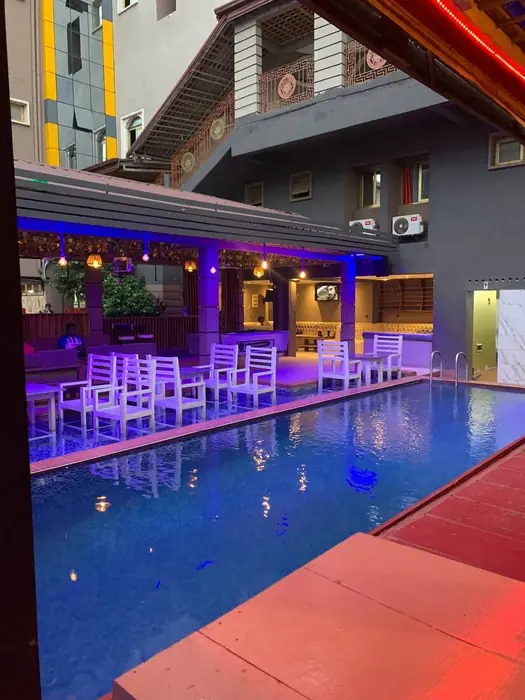 Clifton Hotel pool and lounge at night
